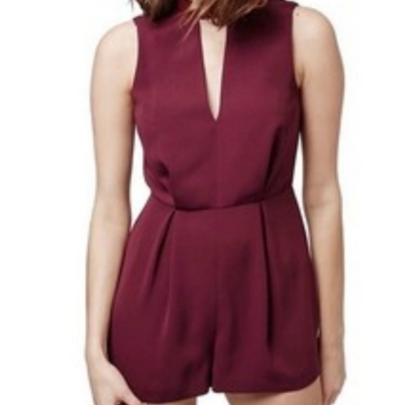 TOPSHOP wine / burgundy & black lace romper - Picture 2 of 9